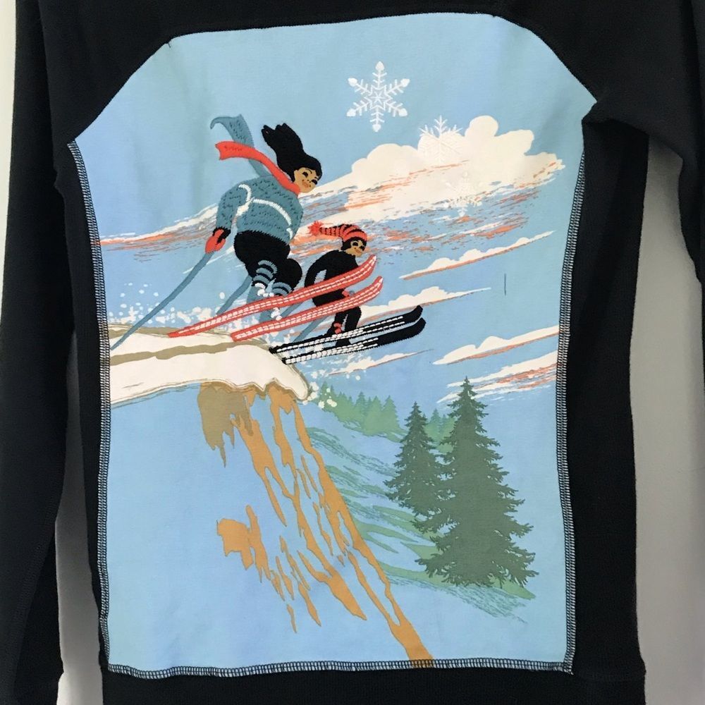 Neve Black Womens Full Zip Up Ski Graphic Pullover Sweater XS - Picture 7 of 9